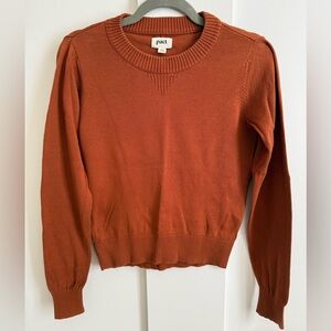 Pact Organic Cotton Knit Top T-Shirt Long Sleeve Top Casual Ribbed Crew Neck XS